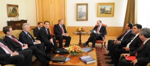 Canciller Moreno y embajador Daccarett con el Ministro Federal de Cooperación Económica y Desarrollo de Alemania